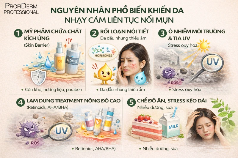 da nhạy cảm hay nổi mụn da nhạy cảm hay nổi mụn